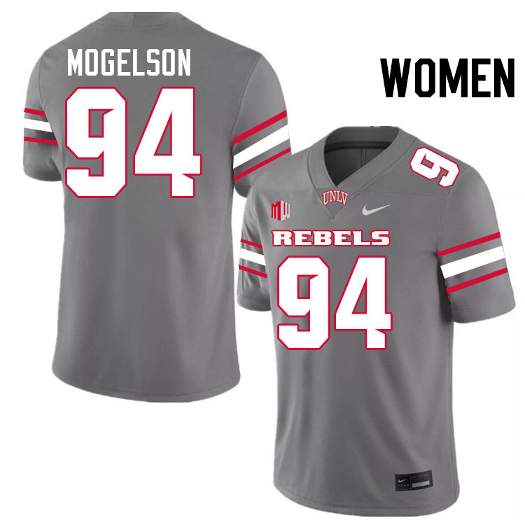Women #94 Max Mogelson UNLV Rebels College Football Jerseys Stitched-Grey